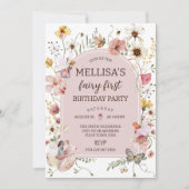 Wildflower Fairy 1st Birthday Princess Party 招待状 (正面)