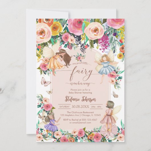 Wildflower Fairy First 1st Birthday Invitation 招待状 (正面)