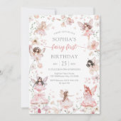 Wildflower Fairy First 1st Birthday Invitation 招待状 (正面)