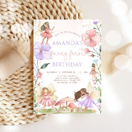 Wildflower Fairy First 1st Birthday Invitation 招待状