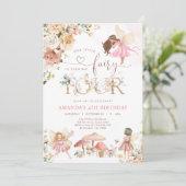 Wildflower Fairy Four Girl 4th Birthday Invitation 招待状 (スタンド正面)