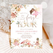 Wildflower Fairy Four Girl 4th Birthday Invitation 招待状