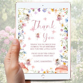 Wildflower Fairy Garden 1st Birthday  サンキューカード