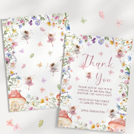 Wildflower Fairy Garden 1st Birthday サンキューカード