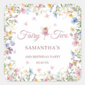 Wildflower Fairy Garden 2歳の誕生日パーティー スクエアシール (正面)