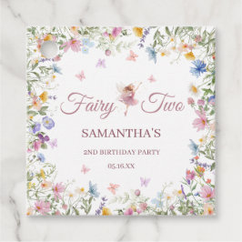 Wildflower Fairy Garden 2歳の誕生日パーティー スクエア フェイバータグ