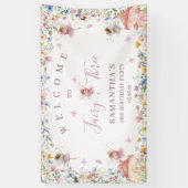 Wildflower Fairy Garden 3歳の誕生日パーティーウェルカム 横断幕 (縦)