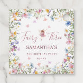 Wildflower Fairy Garden 3歳の誕生日パーティースクエア フェイバータグ (裏面)