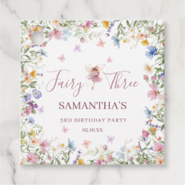 Wildflower Fairy Garden 3歳の誕生日パーティースクエア フェイバータグ