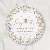 Wildflower Fairy Garden 3歳の誕生日パーティーラウンド フェイバータグ (裏面)