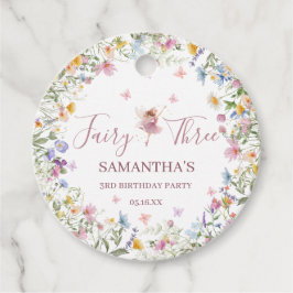 Wildflower Fairy Garden 3歳の誕生日パーティーラウンド フェイバータグ