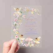 Wildflower Fairy Girl Baby Shower アクリル招待状 (インサイチュ (ポータブル))