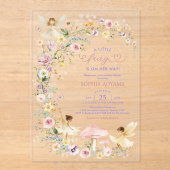 Wildflower Fairy Girl Baby Shower アクリル招待状 (正面)