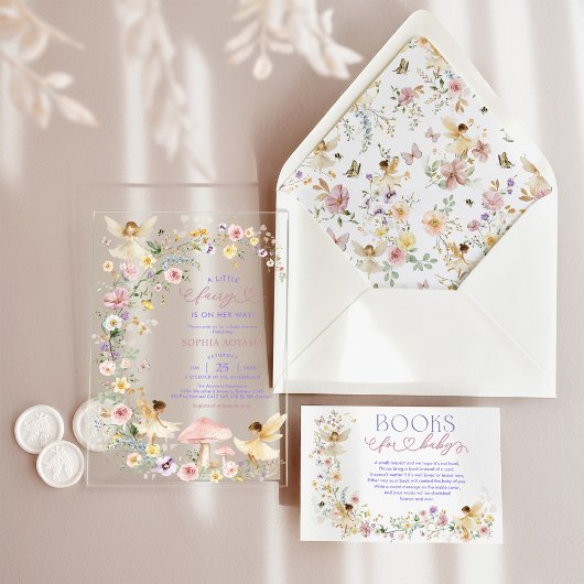 Wildflower Fairy Girl Baby Shower アクリル招待状