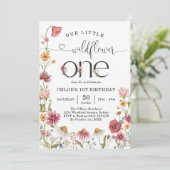 Wildflower Fairy One Girl 1st Birthday Invitation 招待状 (スタンド正面)