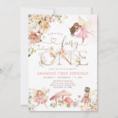 Wildflower Fairy One Girl 1st Birthday Invitation 招待状 (正面)