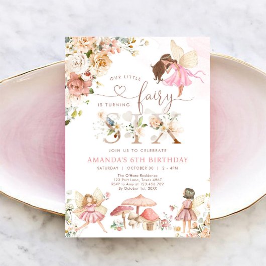 Wildflower Fairy Six Girl 6th Birthday Invitation 招待状