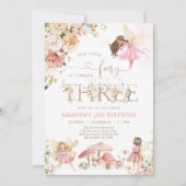 Wildflower Fairy Three Girl 3rd Birthday  招待状 (正面)