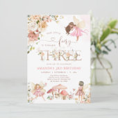 Wildflower Fairy Three Girl 3rd Birthday  招待状 (スタンド正面)