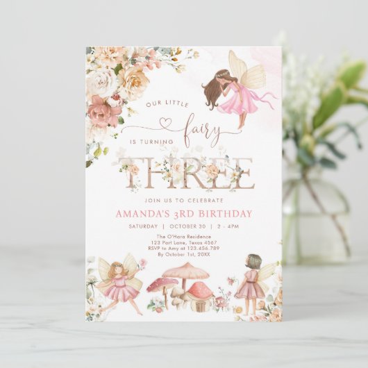 Wildflower Fairy Three Girl 3rd Birthday  招待状 (スタンド正面)