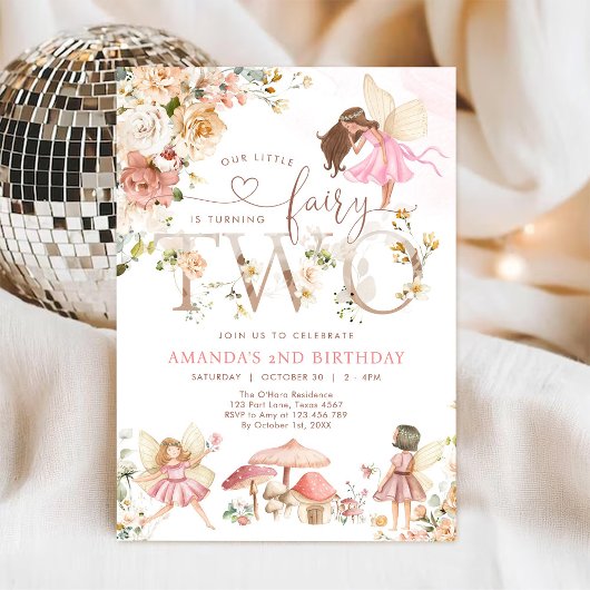 Wildflower Fairy Two Girl 2nd Birthday Invitation 招待状