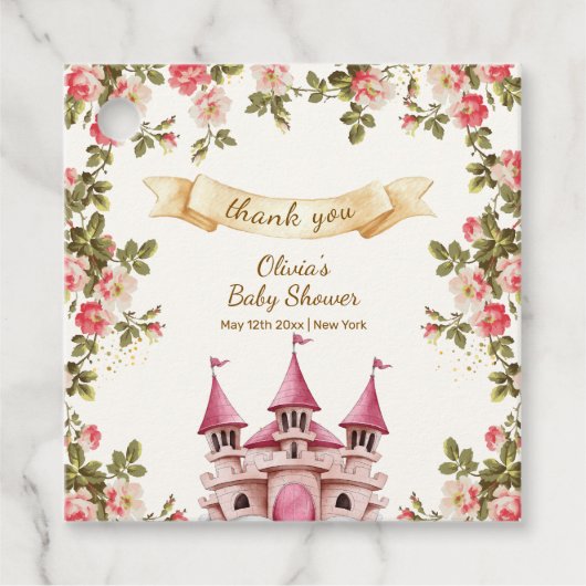 Wildflower Fairytale Castle Baby Shower Thank You フェイバータグ (正面)