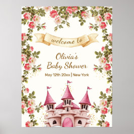 Wildflower Fairytale Castle Baby Shower Welcome ポスター