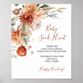 Wildflower Fall in Love Baby Shower Baby Sock Hunt ポスター