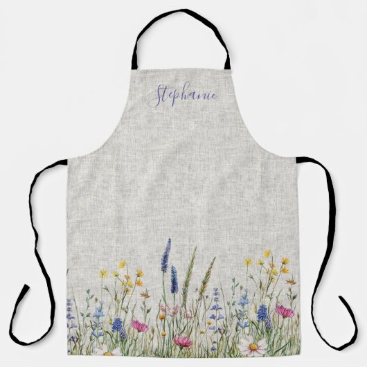 Wildflower Faux Linen Textured Apron エプロン (正面)