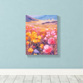 Wildflower Field | Floral Landscape Painting キャンバスプリント (インサイチュ (ウッドフロア))