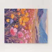 Wildflower Field | Floral Landscape Painting ジグソーパズル (横)