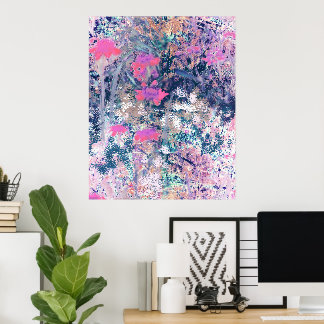 Wildflower field Impressionism- Pink ポスター