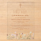 Wildflower First Holy Communion In Bloom アクリル招待状 (正面)