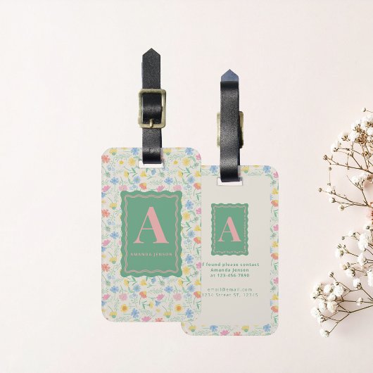 Wildflower Floralイニシャル&名前のカスタマイズ ラゲッジタグ