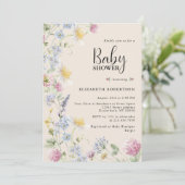 Wildflower Floral Baby Shower Invitation 招待状 (スタンド正面)