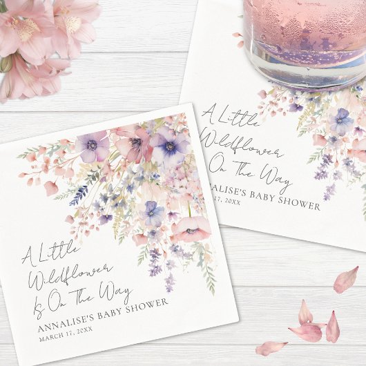 Wildflower Floral Baby Shower Napkins スタンダードカクテルナプキン