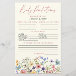 Wildflower Floral Baby Shower Predictions Game