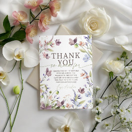 Wildflower Floral Birthday Thank You Card 招待状