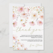 Wildflower Floral Birthday Thank You Card 招待状 (正面)