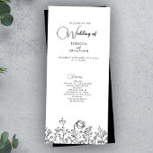 Wildflower Floral Black White Wedding Program