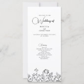 Wildflower Floral Black White Wedding Program (正面)