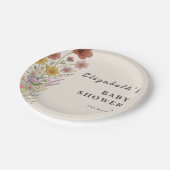 Wildflower Floral Boho ベビーシャワー ペーパープレート (アングル)