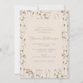 Wildflower Floral Boho Fall Baby Sprinkle Shower 招待状 (正面)