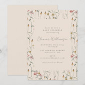 Wildflower Floral Boho Fall Baby Sprinkle Shower 招待状 (正面/裏面)