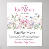 Wildflower Floral Bow Baby Shower Pacifier Hunt ポスター (正面)