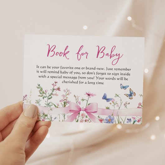 Wildflower Floral Bow Girl Book for Baby Shower エンクロージャーカード