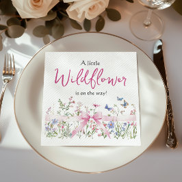 Wildflower Floral Coquette Pink Bow Baby Shower スタンダードランチョンナプキン