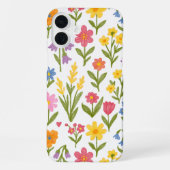 Wildflower Floral Cute Colorful Doodle On White iPhoneケース (裏面)