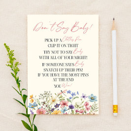 Wildflower Floral Don't Say Baby Shower Game