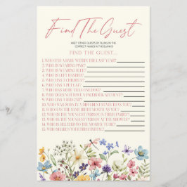 Wildflower Floral Find The Guest Baby Shower Game